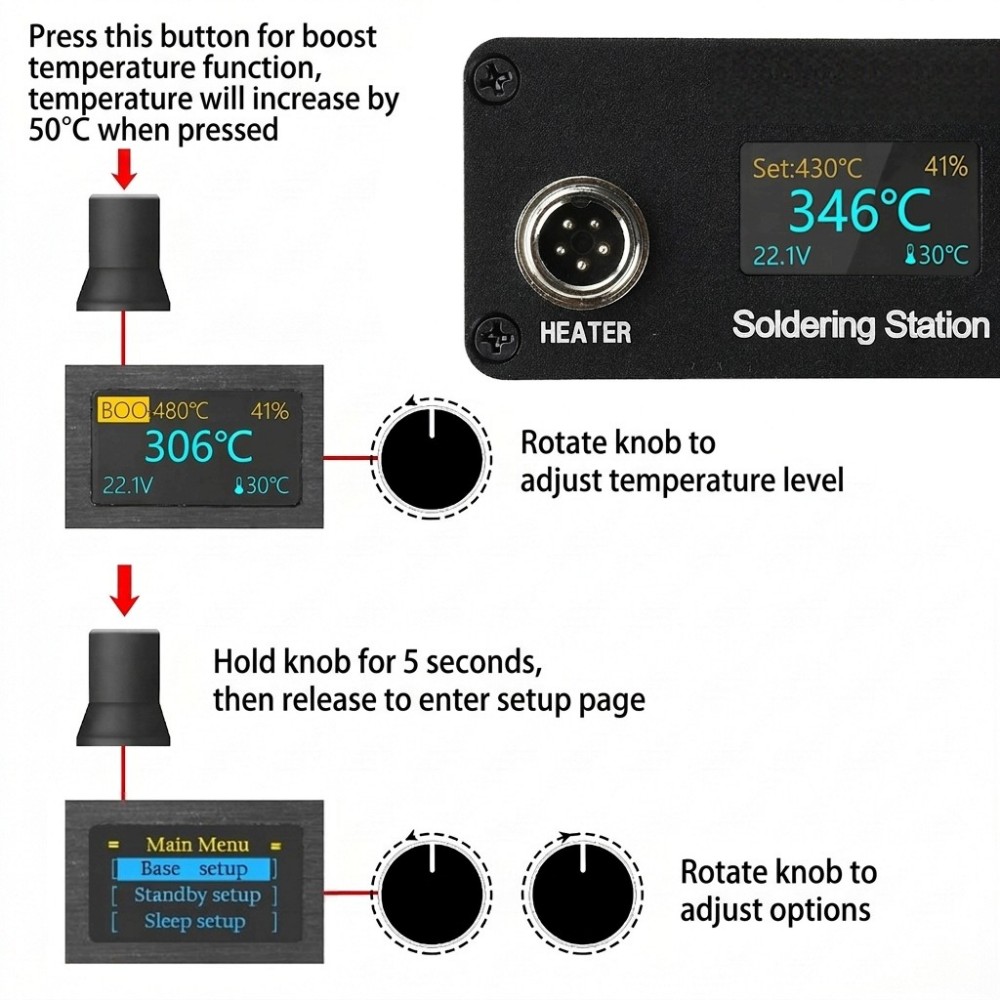 Stacja lutownicza T12, zasilan – Soldering Station T12 Oled recenzja i cena
